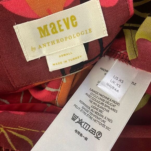 Anthropologie Maeve Floral Print Balloon Sleeve Hi-Low Hem Blouse XS - Picture 7 of 8